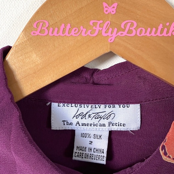 Lord & Taylor 100% Silk Floral Longsleeve top,Sz 2 - Picture 2 of 6